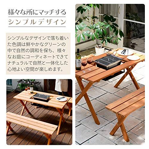 ガーデンマスター(Gardenmaster) ガーデンテーブル&ベンチ 3点セット テーブル1点&ベンチ2点セット 天然木杉材 パラソルホール付 コンロ台付 お庭 ベランダ テラス バルコニー PTS-1207BSma 310dd937