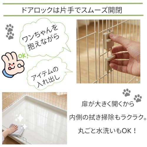N&S ペットケージ 小型犬 猫用 室内用 キャスター付き トレー付き ゲージ 小動物用 サークル 安定感ある一体型構造 組立簡単 S(71.5×47×56.5cm) アイボリーma 228d3037
