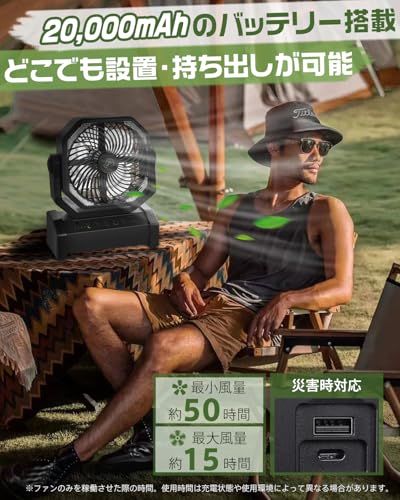 【多機能ファン&20000mAh充電池内蔵】 キャンプ扇風機 アウトドア扇風機 左右自動首振り 充電式 サーキュレーター 2重反転ファン ポータブル リモコン付き タイマー 風量4段階調節 LEDライト 吊り下げ コードレス パワフル送風 最 66f8028b 【多機能ファン&20000mAh充電池内蔵】 キャンプ扇風機 アウトドア扇風機 左右自動首振り 充電式 サーキュレーター 2重反転ファン ポータブル リモコン付き タイマー 風量4段階調節 LEDライト 吊り下げ コードレス パワフル送風 最 66f8028b