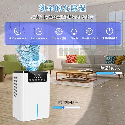 [2026新型]除湿機 小型 除湿器2200ml大容量 18畳まで対応 ダブルペルチェ式 除湿乾燥機 クローゼット 除湿 空気清浄機 静音 満水自動停止 タイマー搭載 7色ライト 携帯便利 脱臭 省エネ/コロナ/カビ/梅雨/結露/花粉対策 湿 629f3e9b