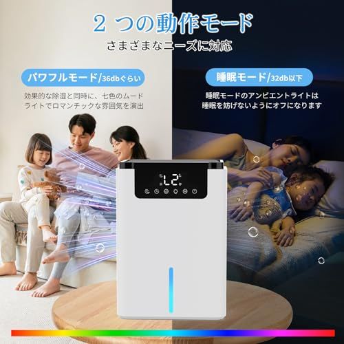 [2026新型]除湿機 小型 除湿器2200ml大容量 18畳まで対応 ダブルペルチェ式 除湿乾燥機 クローゼット 除湿 空気清浄機 静音 満水自動停止 タイマー搭載 7色ライト 携帯便利 脱臭 省エネ/コロナ/カビ/梅雨/結露/花粉対策 湿 629f3e9b