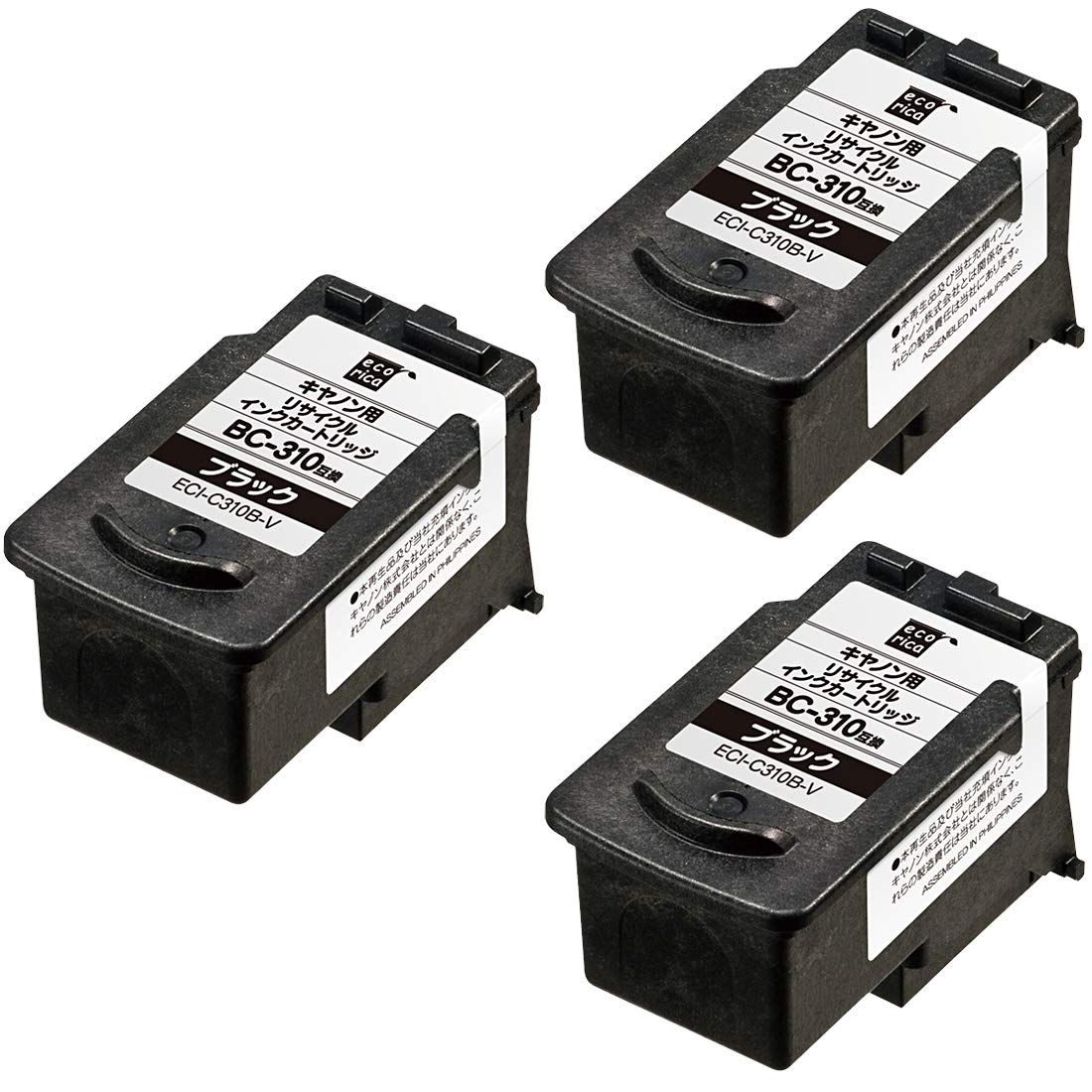 エコリカ BC-310 リサイクルインクカートリッジ ブラック ECI-C310B-V 3個セット