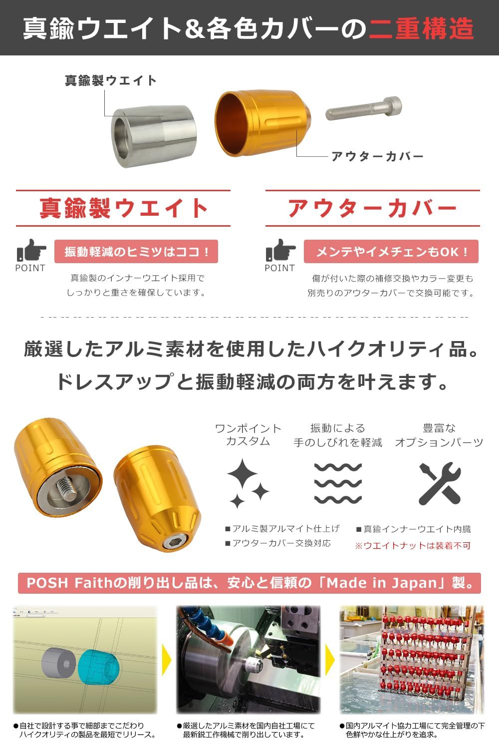 新品 ポッシュフェイス(POSH FAITH) バイク用品 ハンドルバーエンド 【日本製】 ウルトラヘビーバーエンドタイプ2 カワサキ純正ハンドル用 M8タイプ NINJA250 | Z900RS | ZRX1200DAEG 等 マットチタン 033579-2 新品 ポッシュフェイス(POSH FAITH) バイク用品 ハンドルバーエンド 【日本製】 ウルトラヘビーバーエンドタイプ2 カワサキ純正ハンドル用 M8タイプ NINJA250 | Z900RS | ZRX1200DAEG 等 マットチタン 033579-2