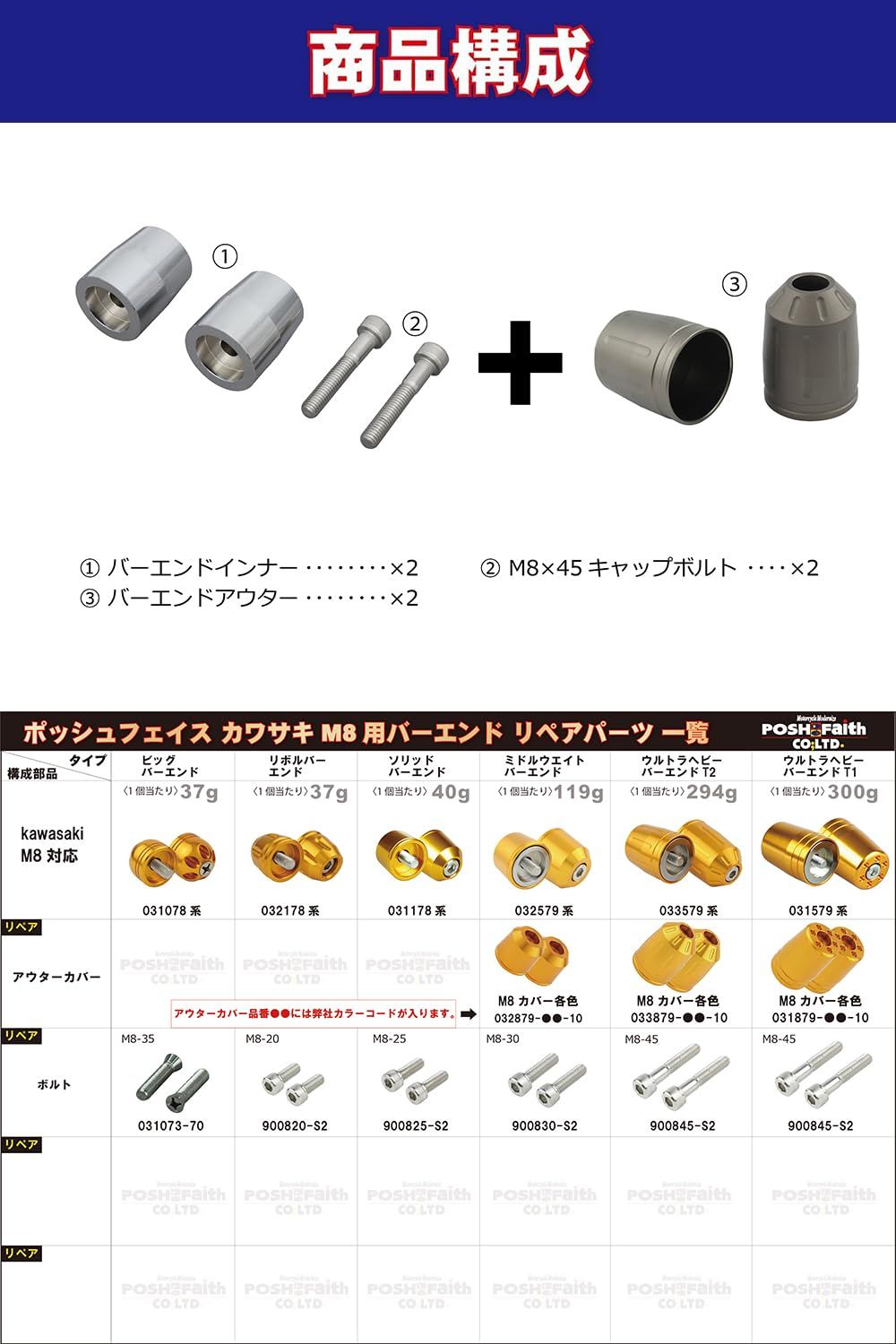 新品 ポッシュフェイス(POSH FAITH) バイク用品 ハンドルバーエンド 【日本製】 ウルトラヘビーバーエンドタイプ2 カワサキ純正ハンドル用 M8タイプ NINJA250 | Z900RS | ZRX1200DAEG 等 マットチタン 033579-2 新品 ポッシュフェイス(POSH FAITH) バイク用品 ハンドルバーエンド 【日本製】 ウルトラヘビーバーエンドタイプ2 カワサキ純正ハンドル用 M8タイプ NINJA250 | Z900RS | ZRX1200DAEG 等 マットチタン 033579-2