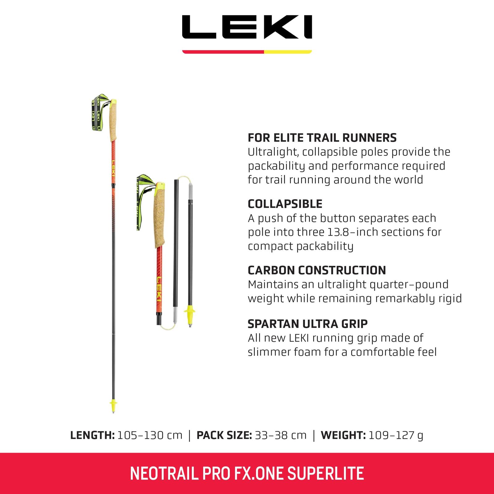 新品 レキ(LEKI) ポール アルファトレイル FX.ONE SUPERLIT レッド(220) 1300528