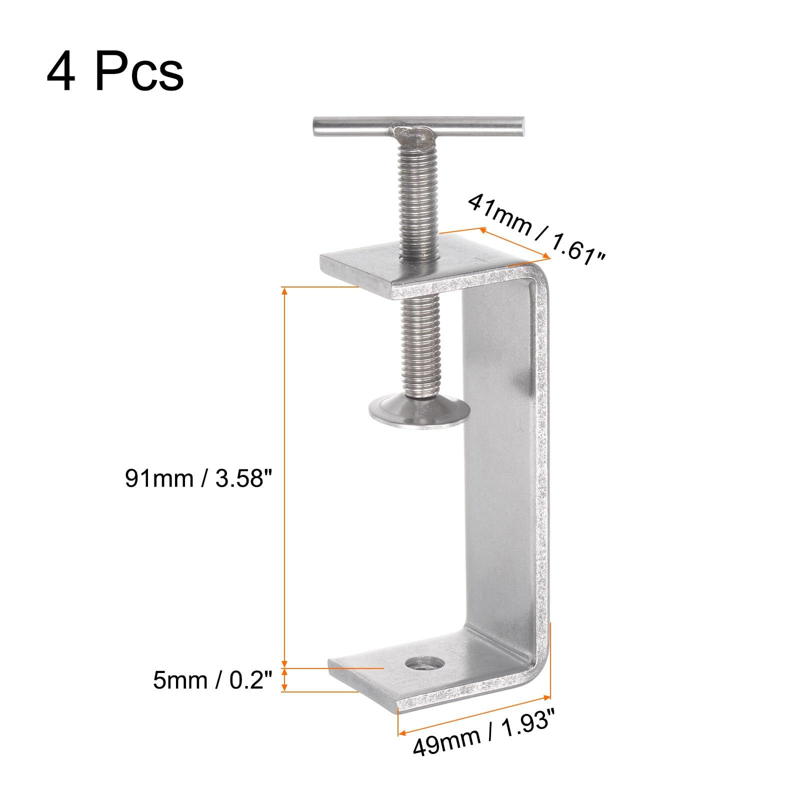 新品 uxcell ステンレス鋼Cクランプ3.43インチ/91mm幅のジョー開口部38-87mm範囲ステンレス鋼Cクランプ 木工溶接建築家庭用マウント用Tバーハンドル4個