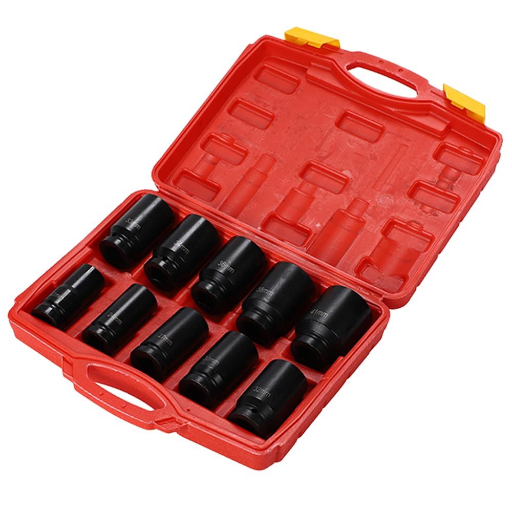 インパクト ソケット セット 差込角 3/4インチ ディープソケット ハブロックナット 22mm 24mm 27mm 30mm 32mm 33mm 34mm 36mm 38mm 41mm 10個セット 収納ケース付き