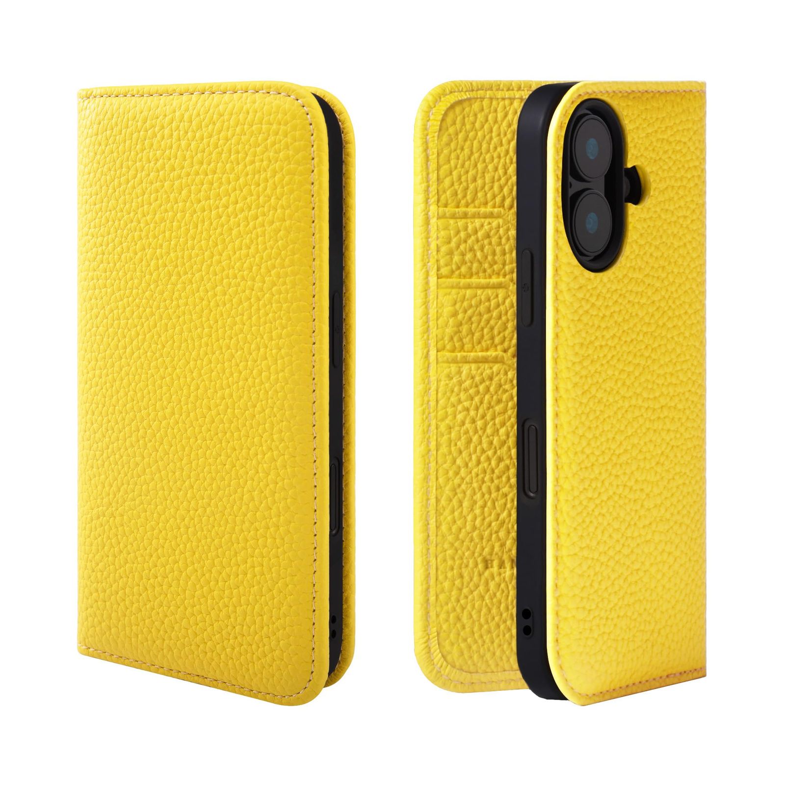 新品 HANATORA for iPhone 16 ケース 手帳型 本革 スマホケース スマホ スタンド コードホルダー 付き シュリンクカーフレザー マグネットなし イエロー PH-16-Yellow ギフト 誕生日 女性 男性 彼女 お母さん お父さん 人