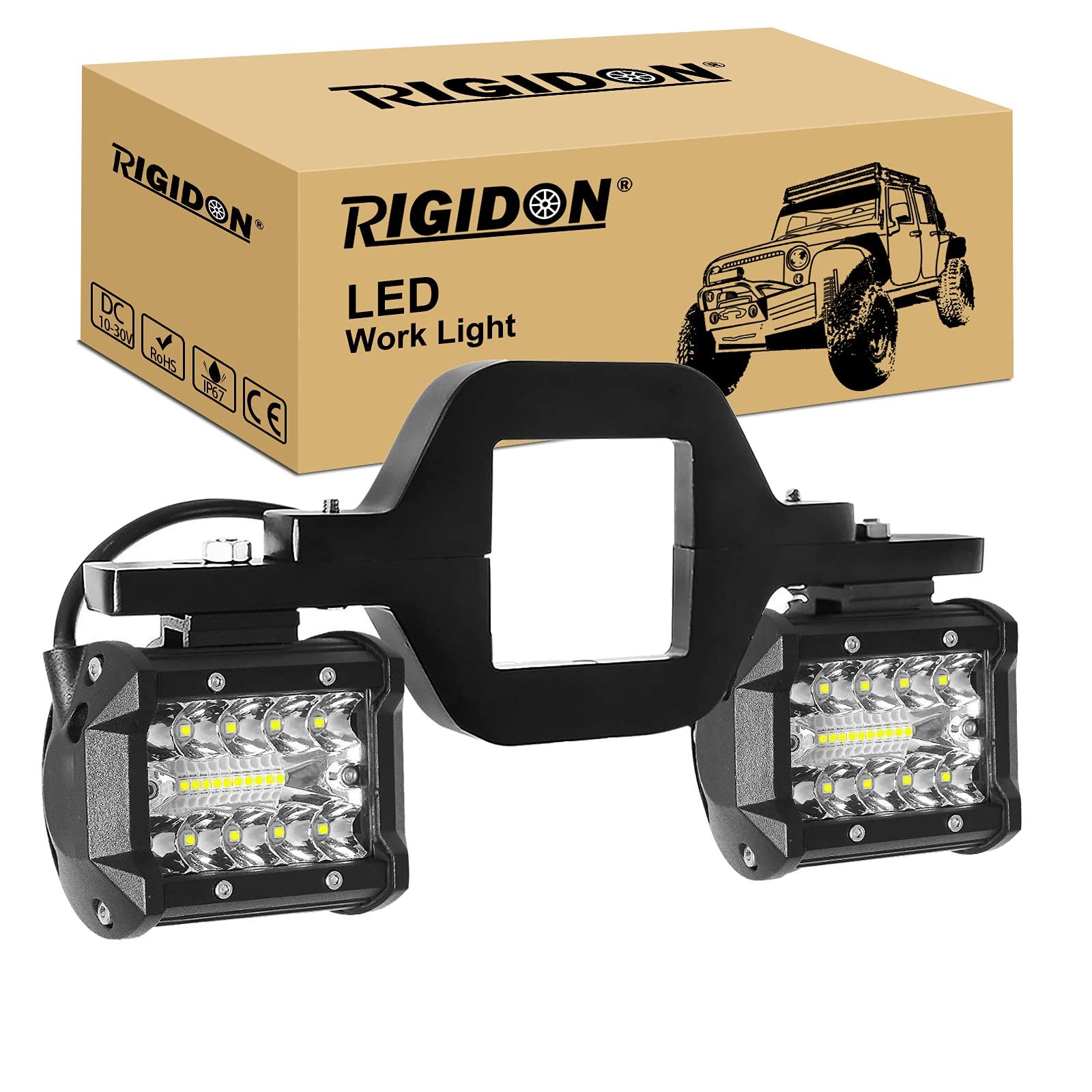 新品 RIGIDON LEDワークライト、2.5インチ牽引ヒッチマウントブラケット付き4インチLEDライトバートラックトレーラー用LEDバーSUVピックアップフィットデュアルLEDオフロードドライビングライトバー