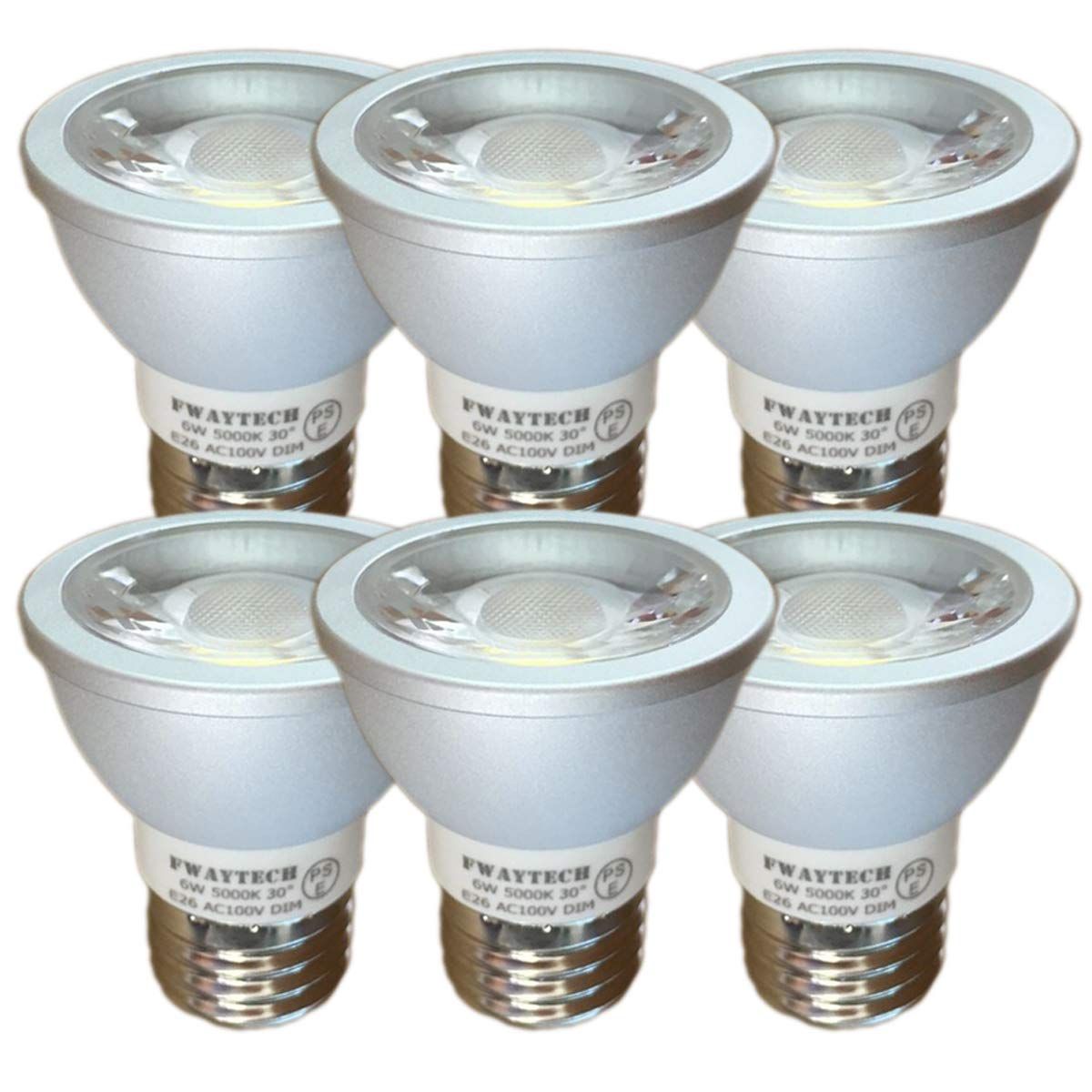 新品 FWAYTECH LEDスポット電球 E26 調光対応 6W ダイクロ型50W～60W相当 中角30度 ダクトレールLEDスポットライト ダイクロハロゲン電球代替え 密閉器具対応 (昼白色相当(5000K) 本体銀 E26口金 調光(6個))