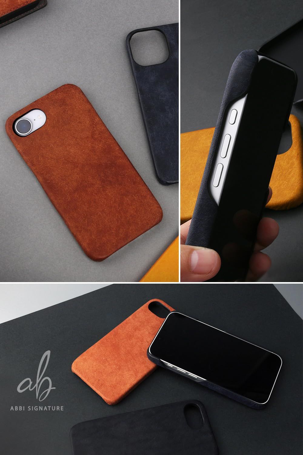 新品 ABBI SIGNATURE iPhone 17e / 16e 用 ケース 日本製 イタリアン本革 MARGOT MagSafe対応 バックカバー [ ベジタブルタンニンレザー 手作り スリム ミニマルデザイン ワイヤレス充電 ] アイフォンケース 背面