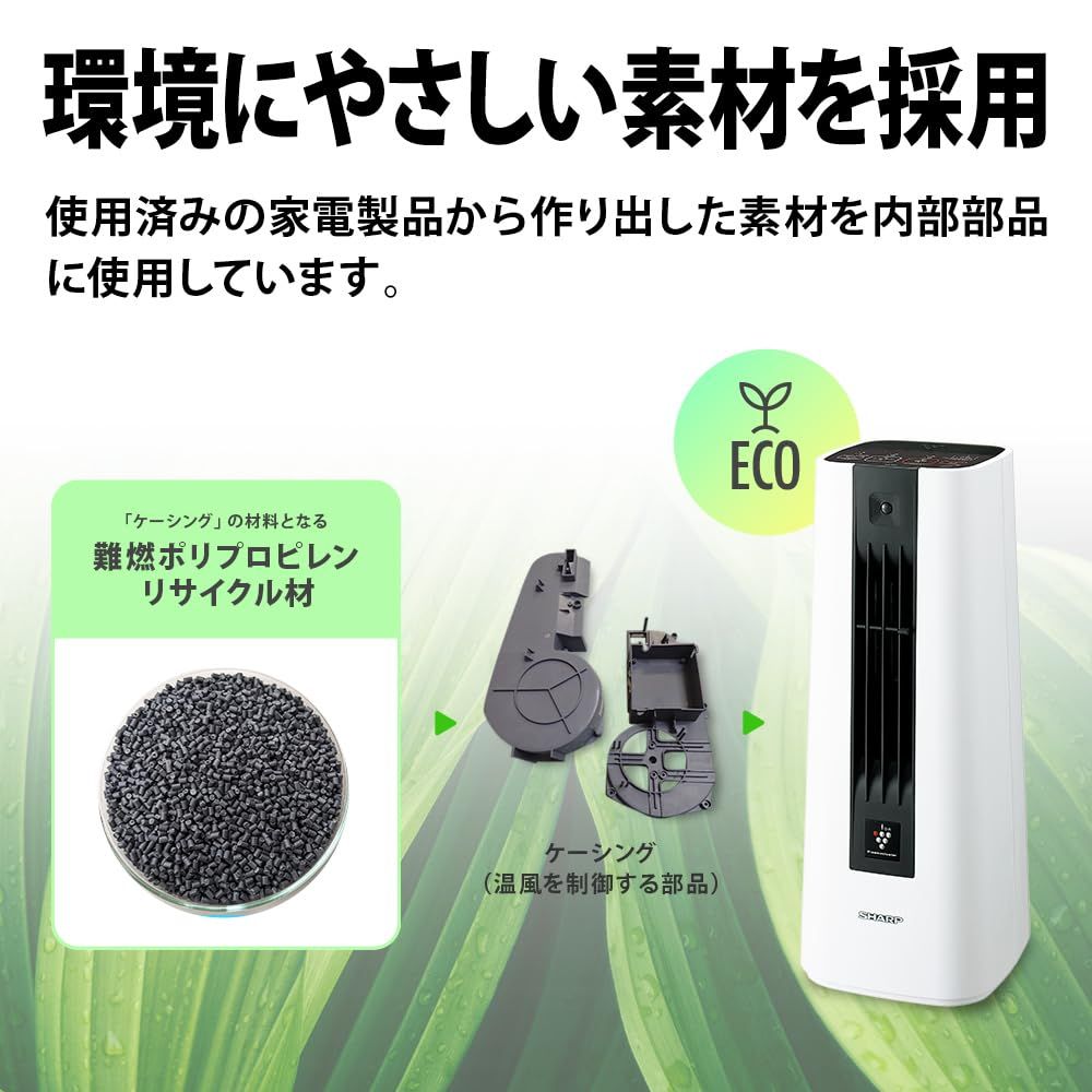 新品 シャープ プラズマクラスター セラミックファンヒーター HX-RS1-W ホワイト パワフル暖房 プラズマクラスター7000 コンパクト 人感センサー付 持ち運び可 省エネ 日本製