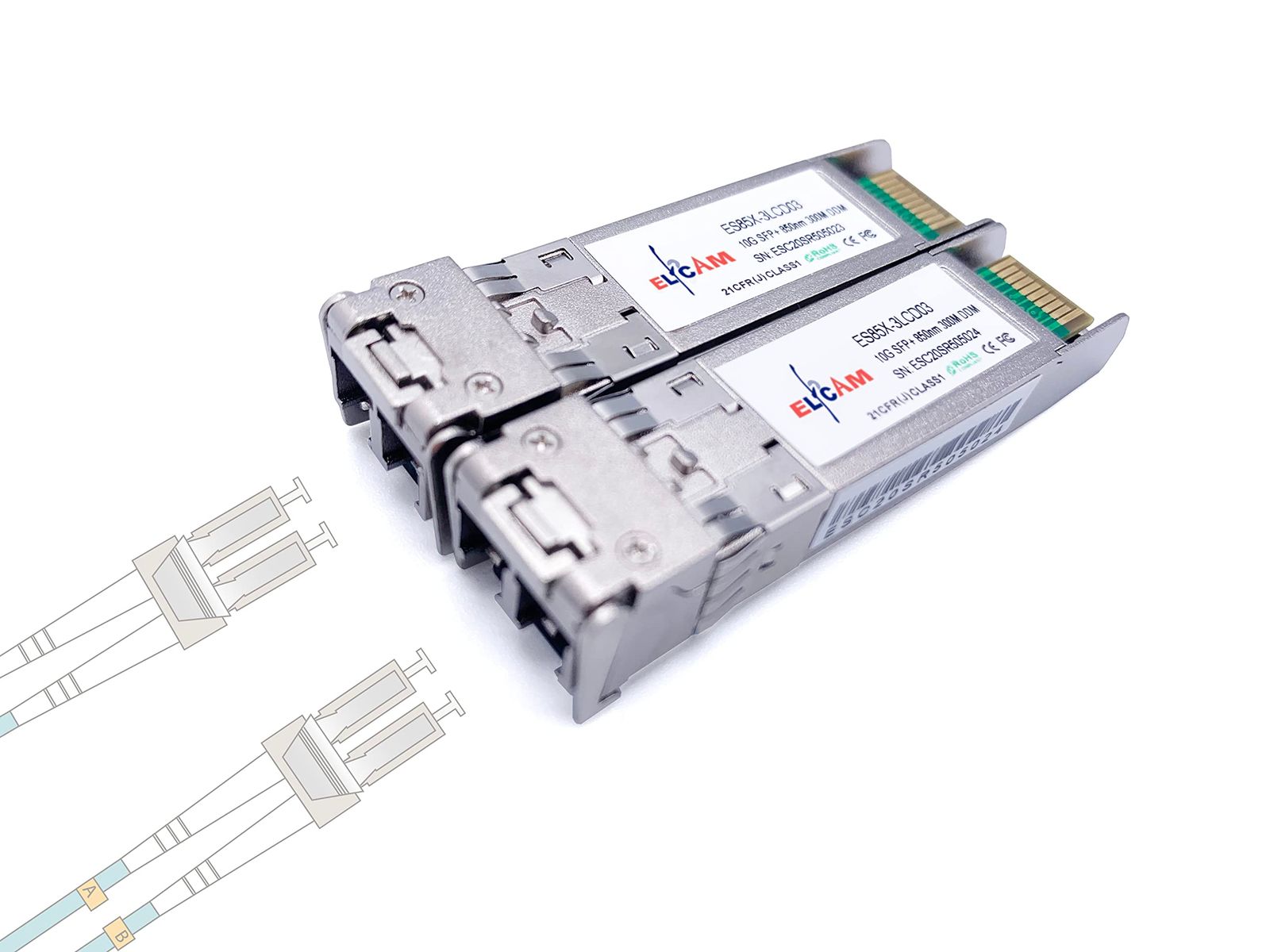 新品 ElfcamR - 2個セット、10Gb SFP+ 光ファイバートランシーバモジュール 850nm、LC/UPCコネクタ デュプレックスマルチモード (OM3 / OM4)、10GBase-SR SFP+ 850nm 300M、CiscoおよびFreeb