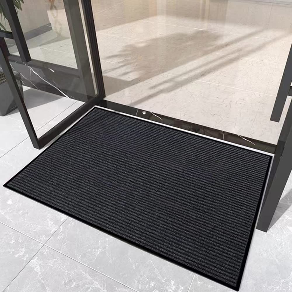 新品 [Bcrio]玄関マット 屋外 大判 室内 滑り止め 業務用 家庭用 吸水 泥落とし エントランスマット オフィス お店(ブラック80*120) 80cm*120cm