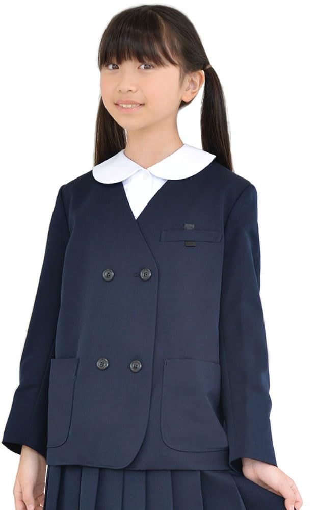 新品 [SCHOOL UNIFORM] 小学生制服 イートン ブレザー 上着 男女兼用 ダブル 紺 B体 140B-170B (140 B)