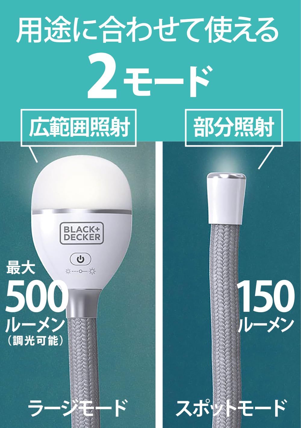 新品 ブラックアンドデッカー LEDライト スネークライト USB 充電式 ホワイト BDCFSL01