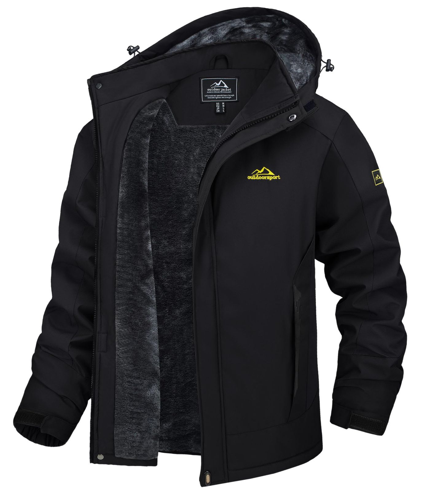 新品 [TACVASEN] 登山ジャケット メンズ 多機能 秋冬コート 大きいサイズ スノーボードウェア ジャンバー 防雪 保温ジャケット無地 フード付 ブラック M
