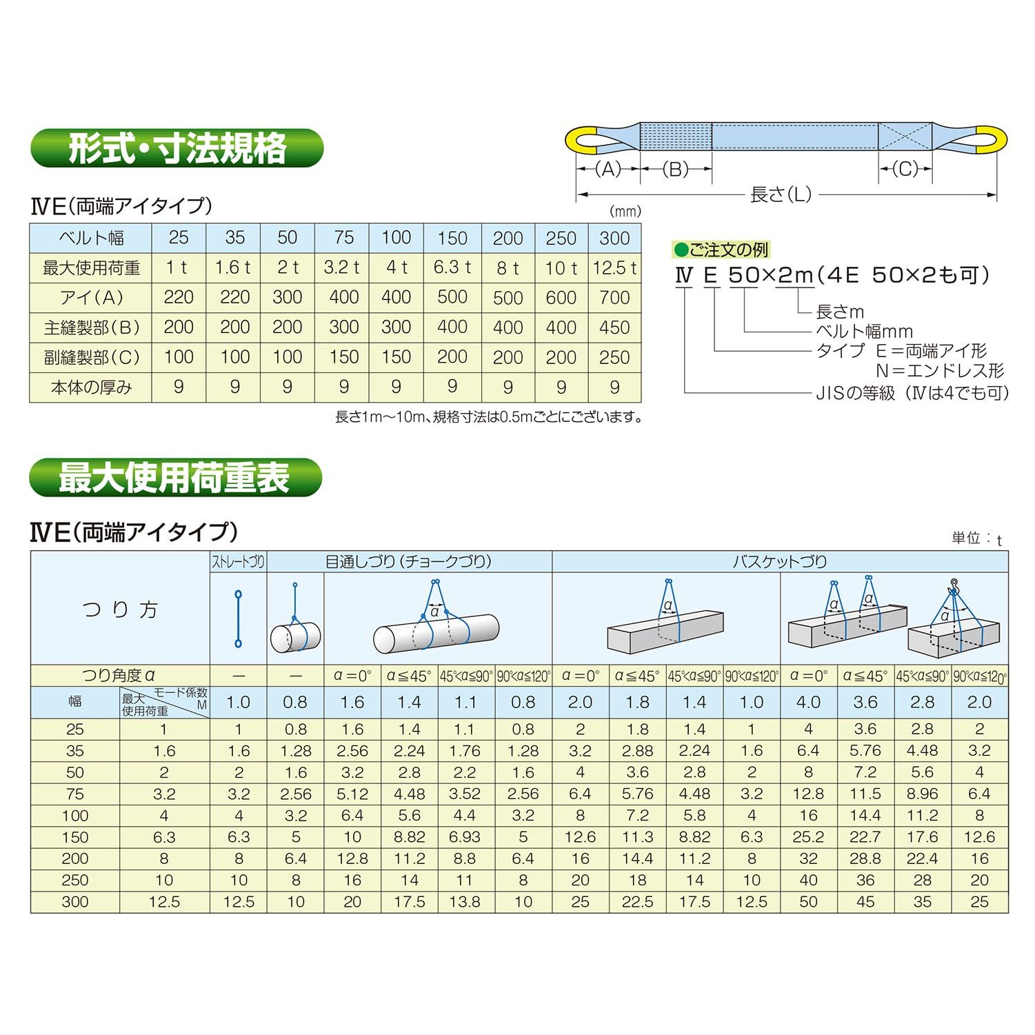 新品 テザック(Tesac) ブルースリング JIS4等級・両端アイ形 幅75mm×長さ1m