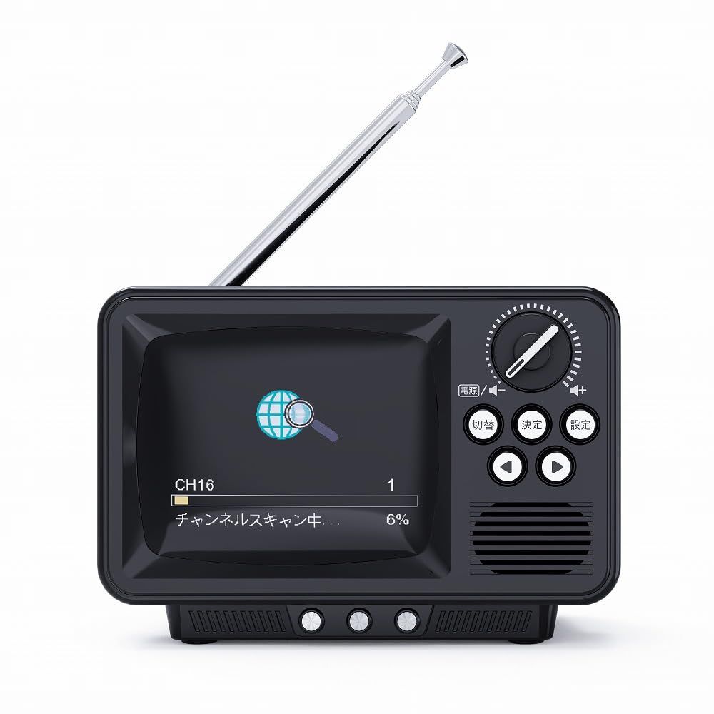 新品 WINTECH(ウィンテック) 【レトロデザインワンセグテレビ】 TVR-RT1Kブラック 2.8インチ液晶画面 AM/FM(ワイドFM対応)ラジオ内蔵 画面サイズ4：3 / 16：9 切替可能 USB給電 単三電池×3本(別売) 廣華物産