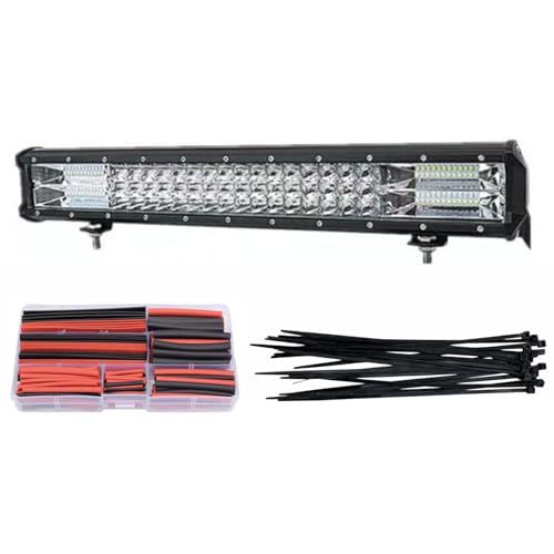 【Deepa Ribusu】20インチ LEDライトバー 288W 52cm 12V/24V兼用 ワーク 作業灯 オフロード LEDワークライト 集魚灯 汎用フォグランプ 熱収縮チューブ 結束バンド付き (ホワイト)ts d21dcf93