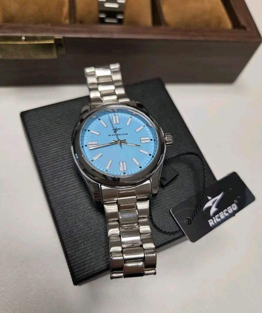 新品 Ricecgo スカイブルー メタル 時計