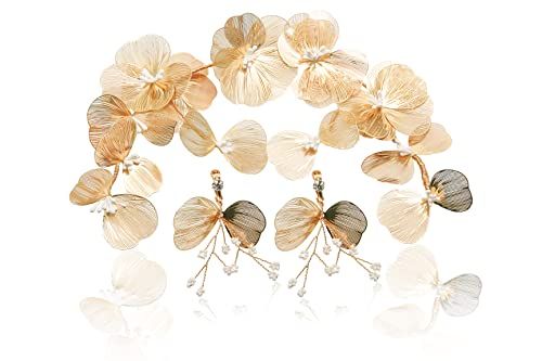 ヘッドドレス ウェディング イヤリングセット フラワー ヘアーアクセサリー 花嫁 ヘアピン ヘッドアクセ 花 髪飾り ブライダル 結婚式 成人式 卒業式 ビンテージ 和装 洋装t 73d70d05