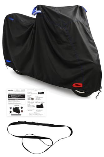 【固定用ベルト付属】Samuriding バイクカバー 300D 厚手 バイク カバー 大型 125CC 250cc 原付 耐水圧 10,000mm UVカット (ブラック, LL)ts 8e4c304d