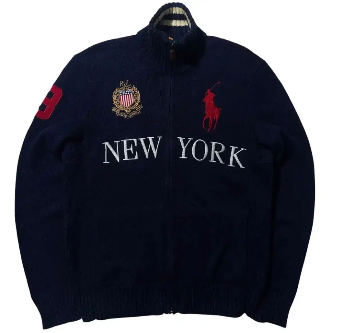 ポロラルフローレン チーフキーフ ビックポニー NEW YORK ネイビー ジップアップ M