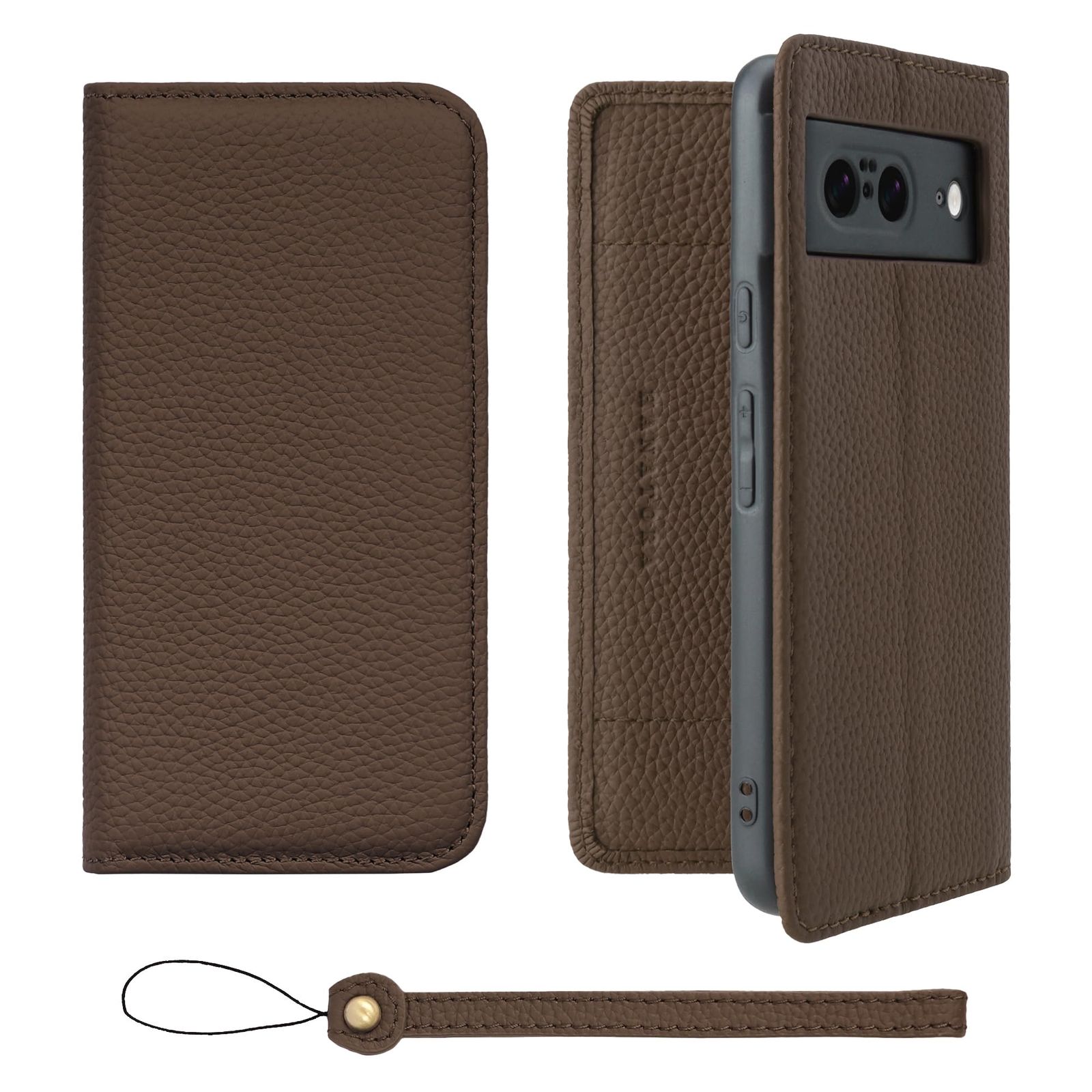 新品 HANATORA for Google Pixel 8 ケース 手帳型 本革 スマホケース スマホ スタンド ストラップ 付き シュリンクカーフレザー ベルトなし マグネットなし トープ H0XA-GP8-Taupe ギフト 誕生日 女性 男性 彼女 お