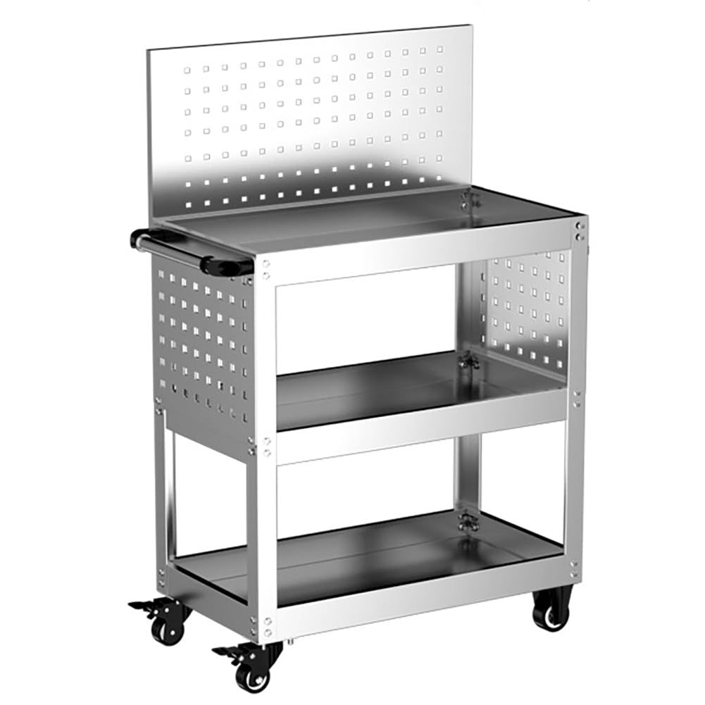 新品 QD-WST ツールカート ツールワゴン ステンレスワゴン 幅66cm×奥行き35cm×高さ75cm ステンレス製 工具台車 耐荷重300kg 工具カート キャスター付き 多機能収納 工具収納 運搬 倉庫 ガレージ 三段 網やフック付き