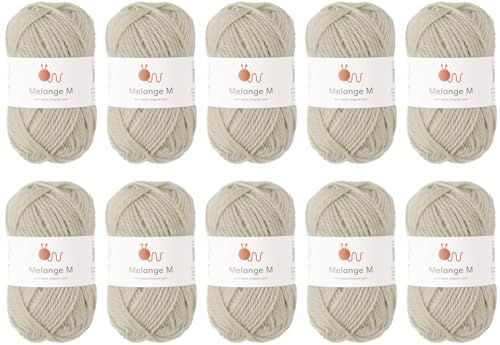 原ウール Knitworm 毛糸 10玉セット Melange M メランジ並太 並太 ウール60％ アクリル40％ (7.エクリュ)★m