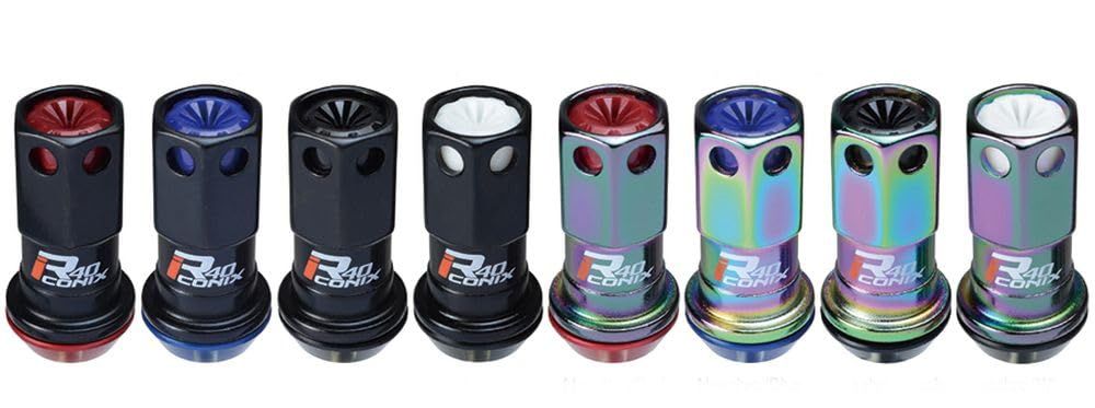 新品 KYO-EI ( 協永産業 ) ホイールロック＆ナット Racing Composite R40 iCONIX 【 M12 x P1.25 】 樹脂キャップ付 【 ネオクロ/レッド 】 RIF-13NR