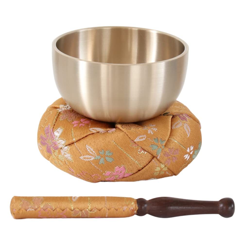 新品 なーむくまちゃん工房 さくら柄 国産おりんセット おリン＋リン棒＋布団 3.0寸（直径9cm） 002.金