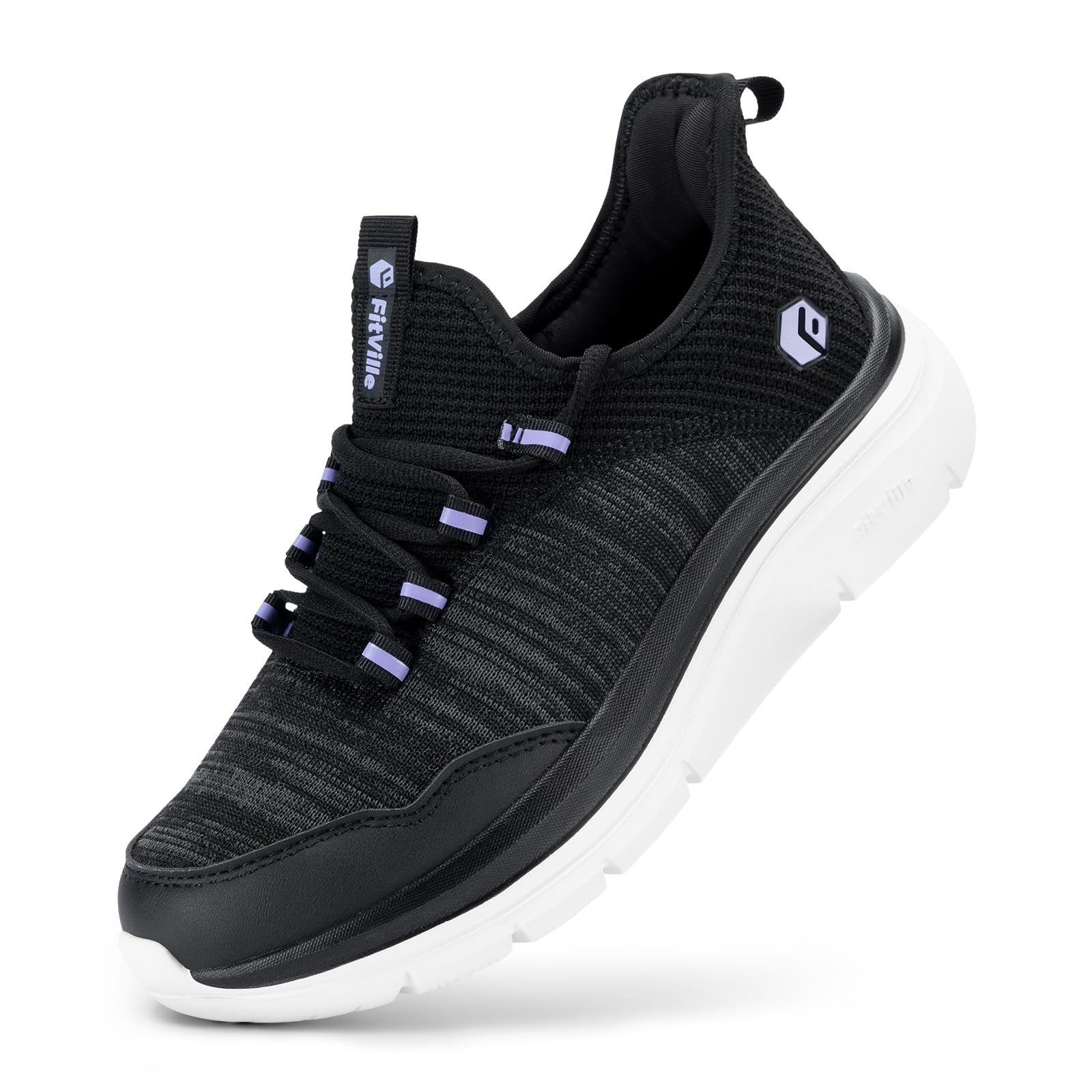 新品 [FitVille] スニーカー レディース 厚底 幅広 2E 4E スリッポン ランニングシューズ ウォーキングシューズ 超軽量 通気 カジュアル 手を使わずに履けるスニーカー 滑り止め 日常通勤