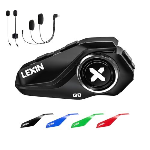 LEXIN G1 バイクインカム Bluetooth 5.0 搭載 ヘルメットヘッドセット/CVC&DSPデュアルノイズキャンセリング通話 / 最大28時間連続使用 / IP67防水 / フェイスプレートカスタム可能/マルチヘルメット対応/T 98472638
