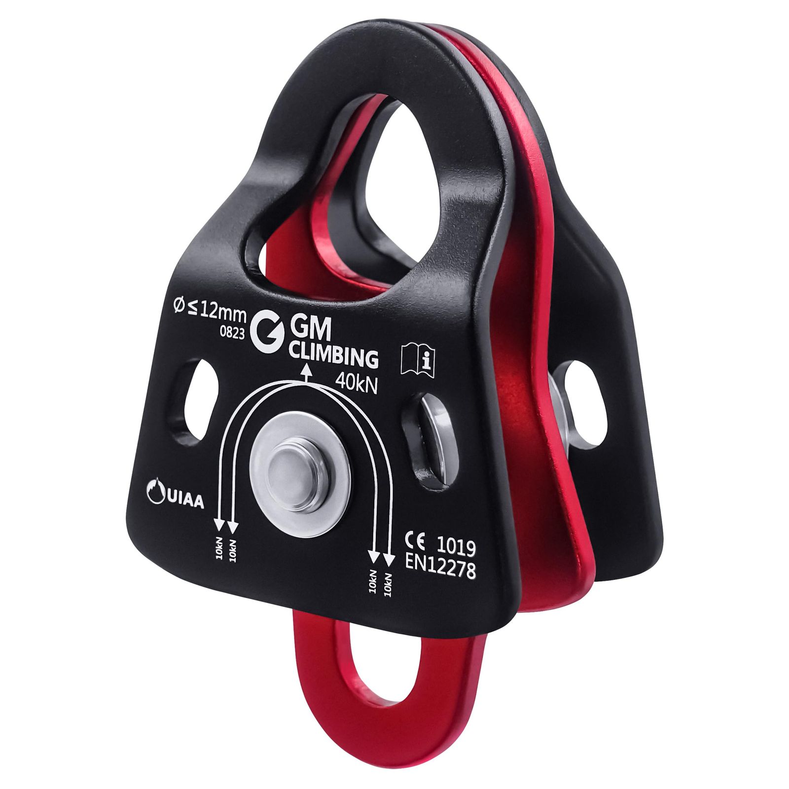 新品 GM CLIMBING 40kN マイクロダブルプーリー CE UIAA認証 ボールベアリング 倍力システム プーリーシステム クライミング リギング レスキュー アーボリスト使用 12mmまでロープ適応 1個セット