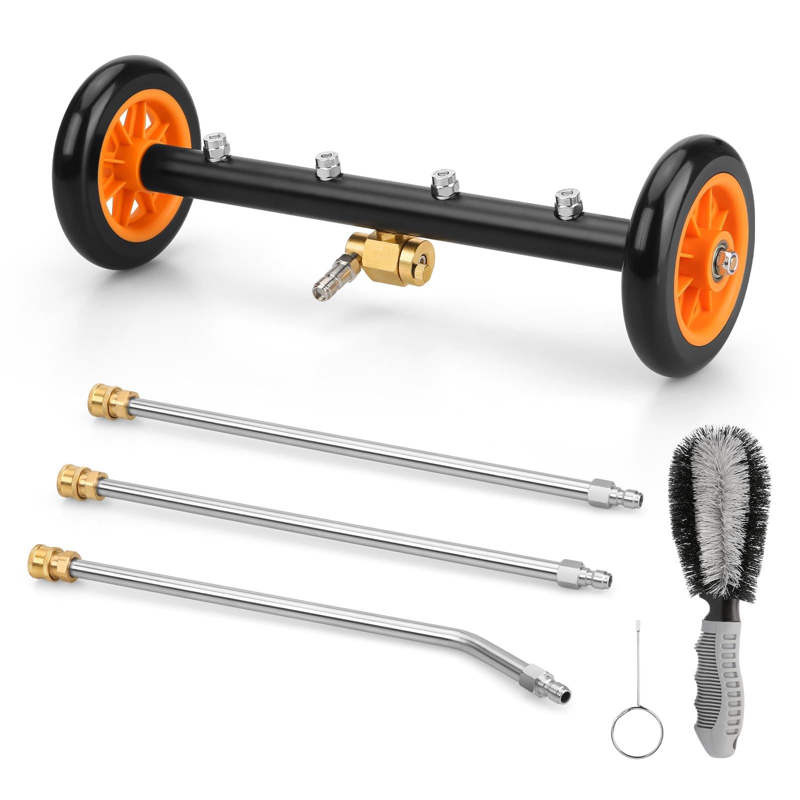 新品 2in1 足回り高圧洗浄水ほうき 4000PSI 車の下の圧力洗濯機 3部分の延長細い棒付属 ハブ ブラッシャー 高圧洗浄機アタッチメントの適用 表面の洗剤 MYPIN