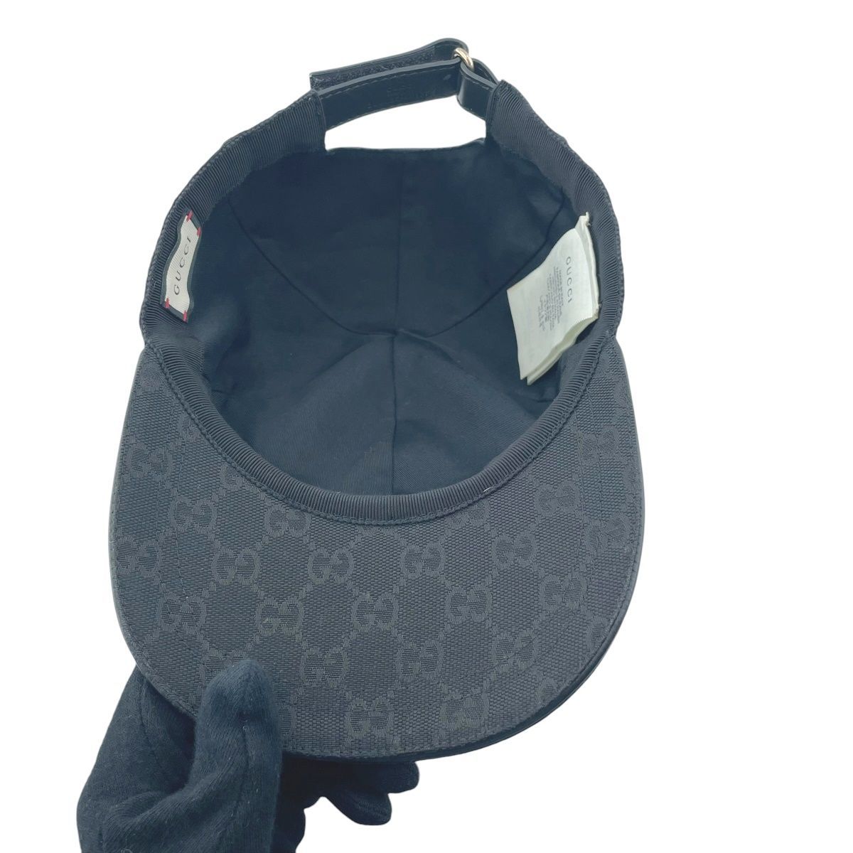 中古】GUCCI グッチ GGキャンバス ベースボールキャップ 黒 200035