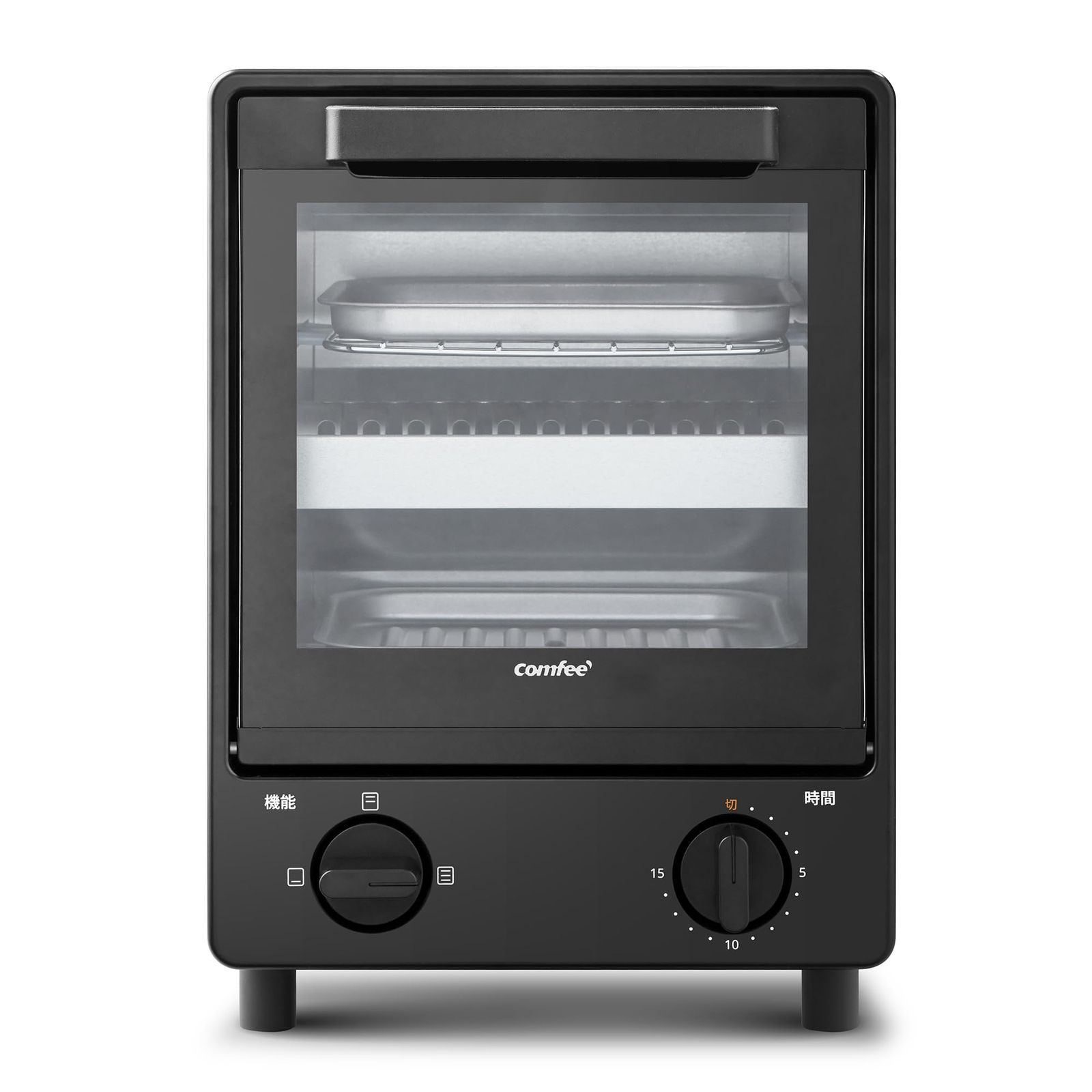 【COMFEE'/コンフィー】オーブントースター 縦型トースター２枚焼き 8L 上下2段構造 3段階温度調節 15分タイマー 焼きムラ抑え カウンタートップ スリム パン焼き器 CF-MF083-BK ブラック★ 9a850edd