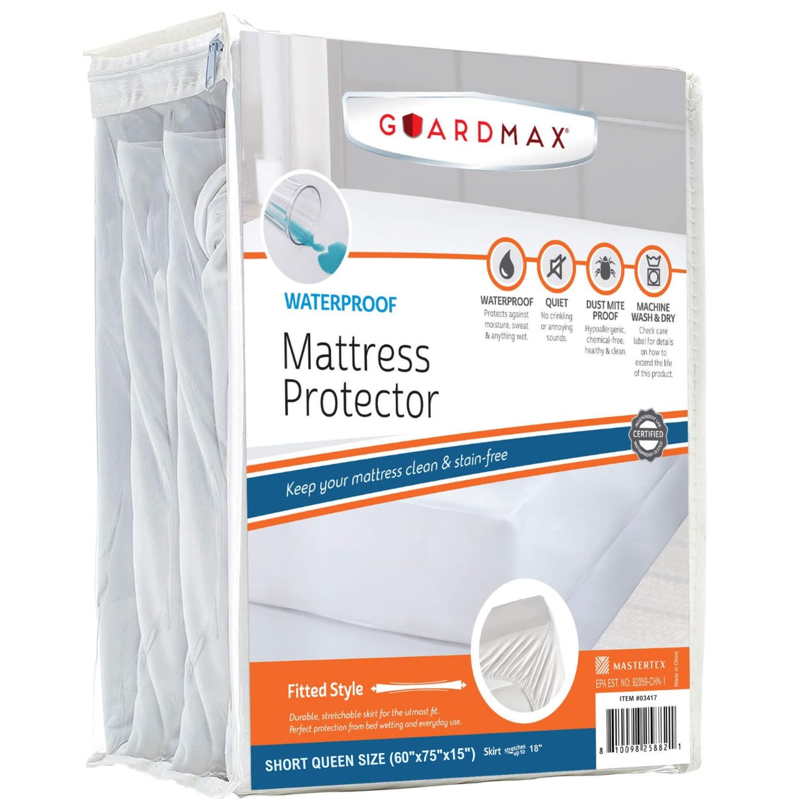 Guardmaxプレミアム防水マットレスプロテクター - ショートクイーンサイズ防水ボックスシーツは、液体こぼれ、汚れ、汚れ、ダニから保護します - ソフトで低刺激性、騒音のないベッドシーツ/ 77d8ef03