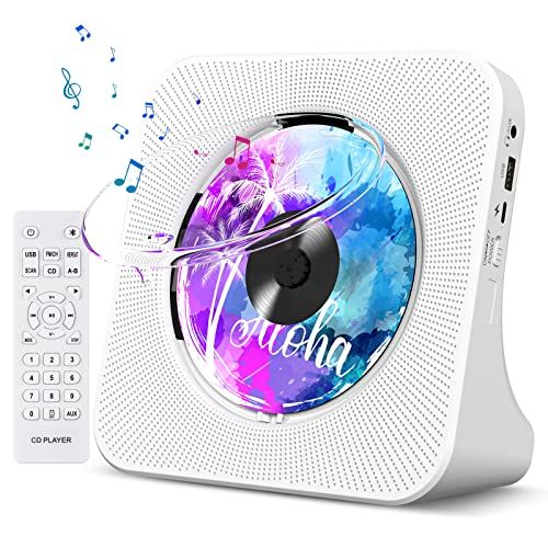Fohil CDプレーヤー 卓上置き式 ラジカセ 多機能 防塵透明カバー付き Bluetooth/CD/FM/USB/AUXなどに対応 ラジオ LEDディスプレイ リモコン付き 音楽再生/語学学習/胎児教育 PSE認証済み 日本語説明書 ホワ bfb1cff5