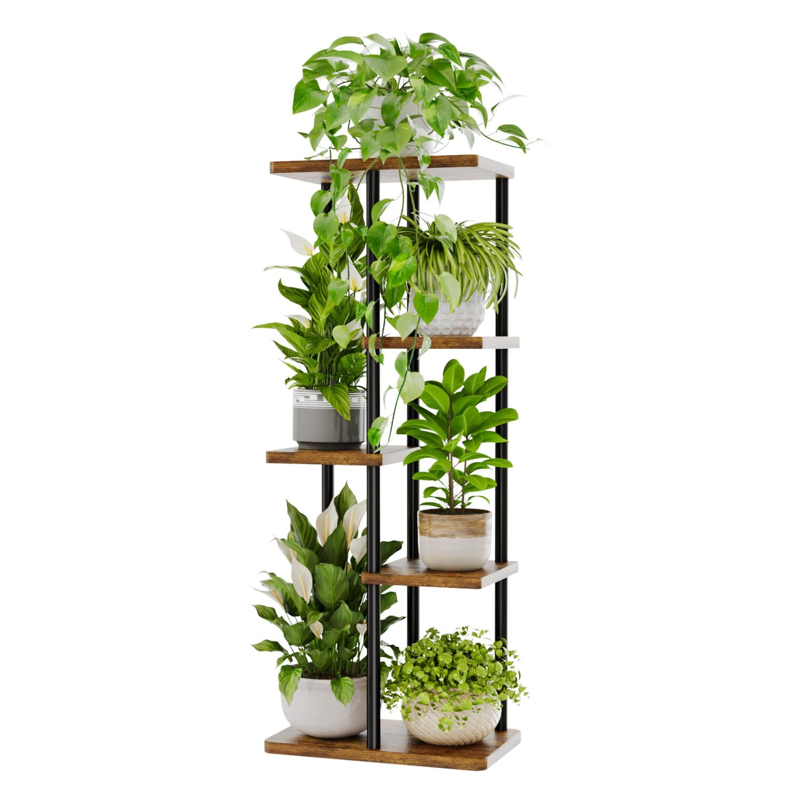 Bamworld フラワースタンド 室内 プランタースタンド 5段花台 観葉植物台 おしゃれ 植物 棚 植木鉢台 植木鉢スタンド リビング 寝室 ベランダAR