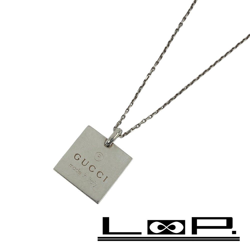 グッチ ■美品■ ロゴ スクエア プレート ネックレス アクセサリー シルバー SV925 【336560】4