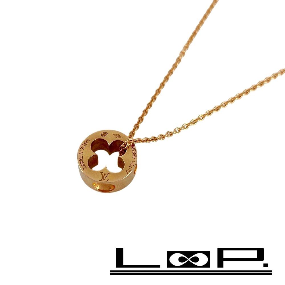 ルイヴィトン ■新同■ パンダンティフアンプラント ネックレス アクセサリー ピンクゴールド K18 750 PG 6.1g LVA0353 箱 【590528】12