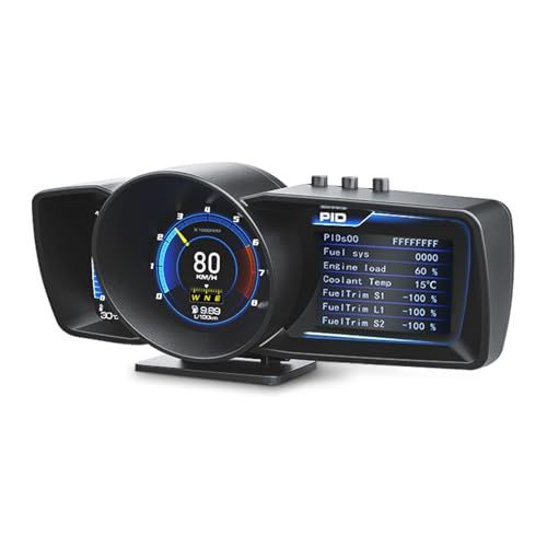 wiiyii obd2マルチメーター、ヘッドアップディスプレイカーHUD A600、スピードメーター、タコメーター、多機能ゲージ GPS+OBD2デュアルシステム ダッシュボード ターボブースト、超大画面マルチメーター、全車種対応、障害物診断 64a5e3cc