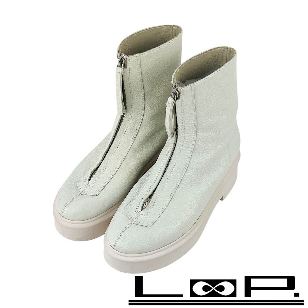 ザロウ ■中古■ ジッパー ショート ブーツ シューズ 靴 ファッション レザー ホワイト #41 【29933】5