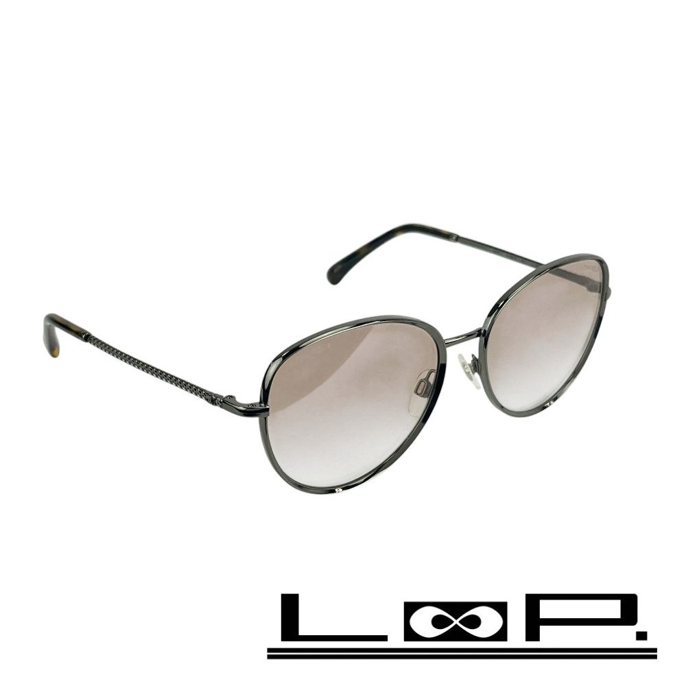 シャネル ■美品■ サングラス 眼鏡 アイウェア チェーンモチーフ べっ甲柄 メタル グレー 2182-S c.337 54□17 135 1N 【557194】11