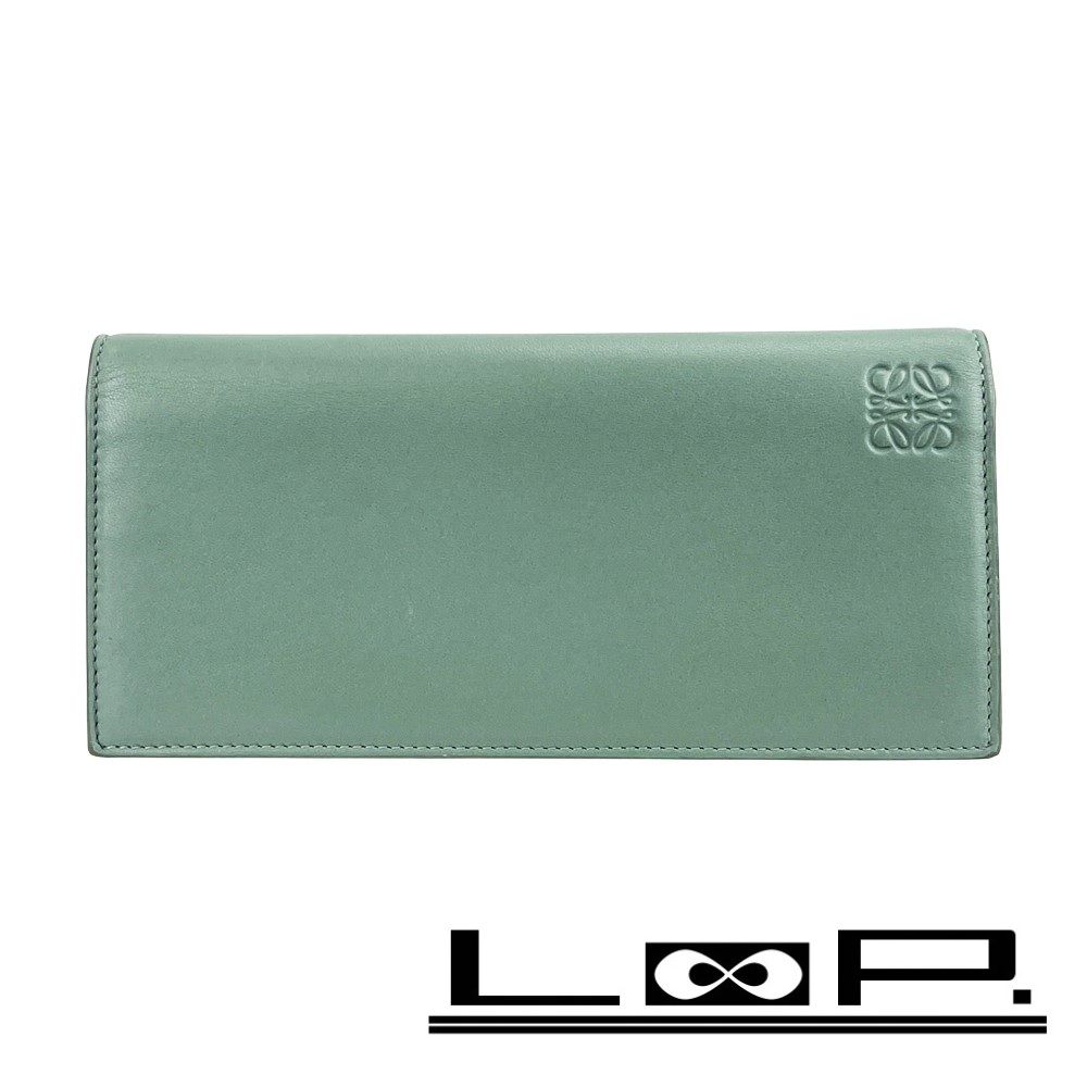 ロエベ ■美品■ 二つ折り 財布 長財布 札入れ 小銭入れ レザー ライトブルー ネイビー 【556647】11