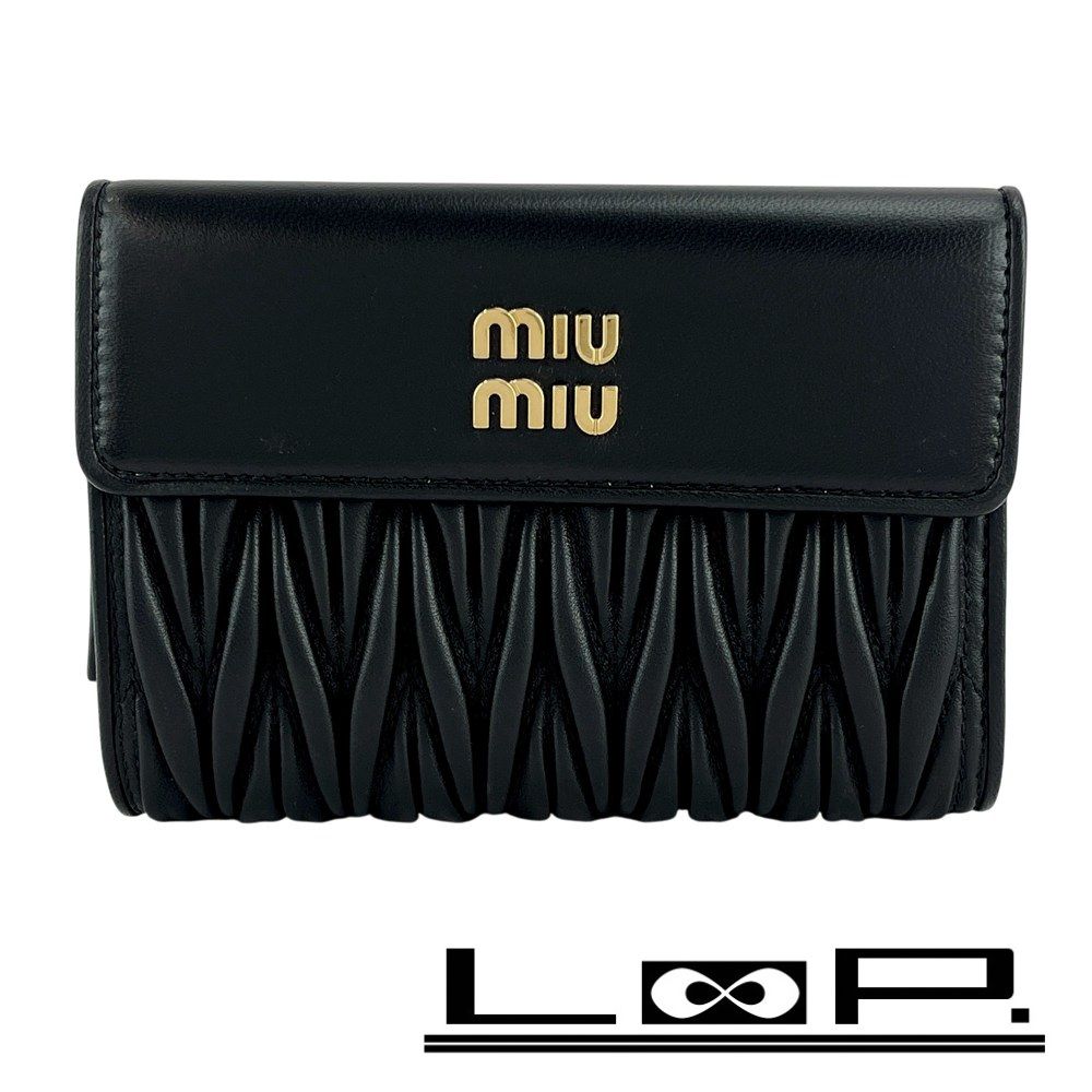 ミュウミュウ ■美品■ マテラッセ 二つ折り財布 財布 ウォレット レザー ブラック 箱【603648】9