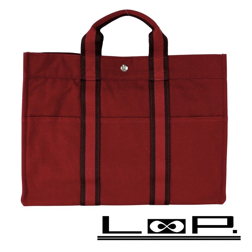 エルメス ■新同■ フールトゥ MM トート バッグ ファッション キャンバス レッド 【481789】10